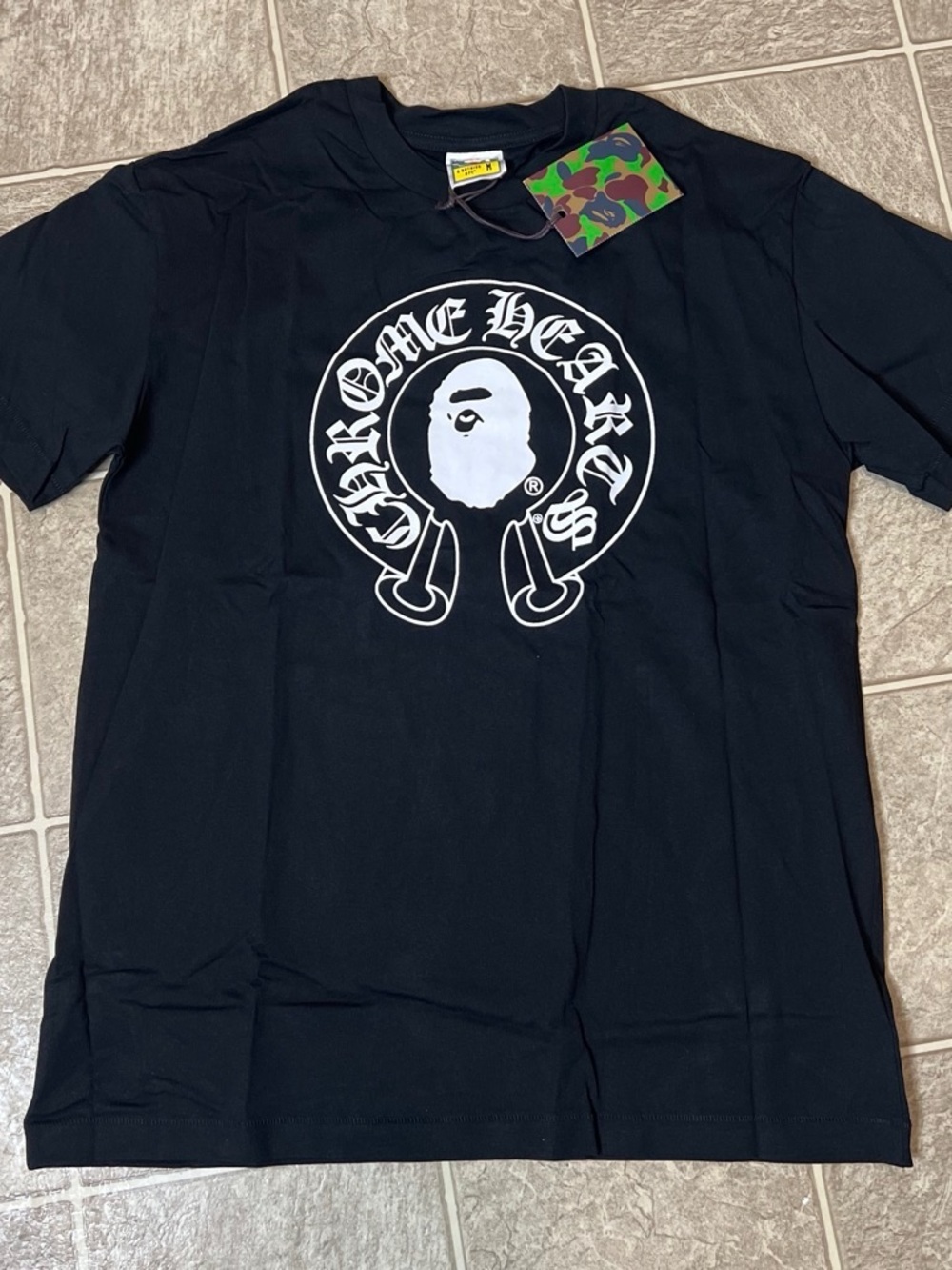 Chrome Hearts Black Kids Logo Tee with White Crest